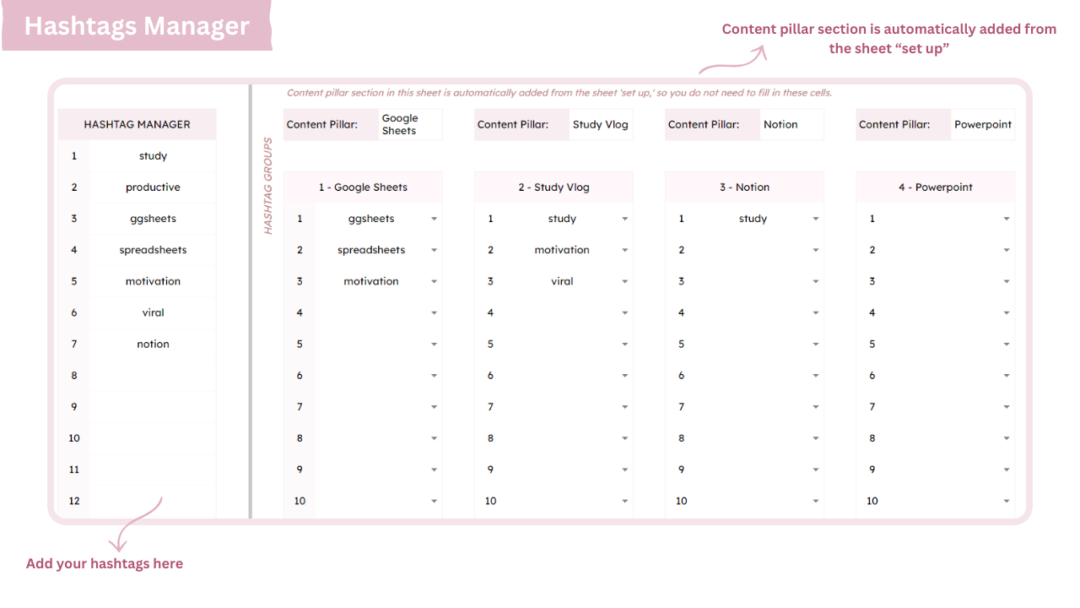 Monthly Social Media Content Planner Spreadsheet – Notedii