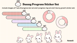 Bunny Progress Bars & Rings (6 sets  - 125 stickers)